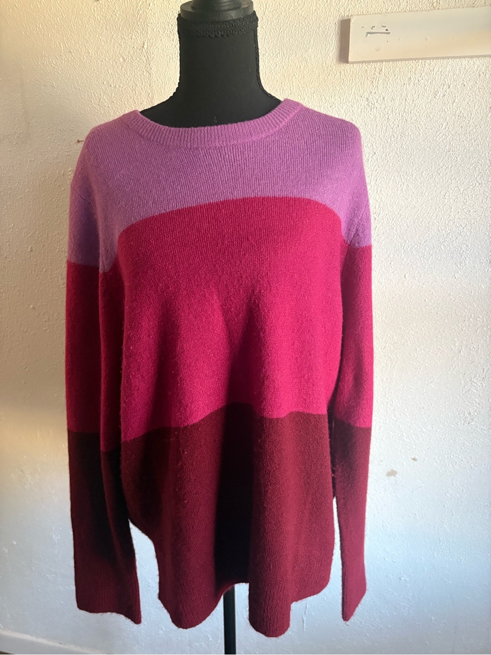 Old Navy Pink, Magenta & Burgundy Colorblock Crewneck Sweater